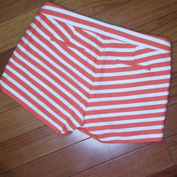 {J.Crew} Orange & Cream Striped Shorts - Picture 5 of 8